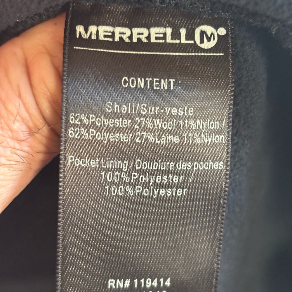 Merrell Men’s XL Charcoal Gray Wool Blend AeroBlock Full Zip Outdoor Jacket - Picture 11 of 11